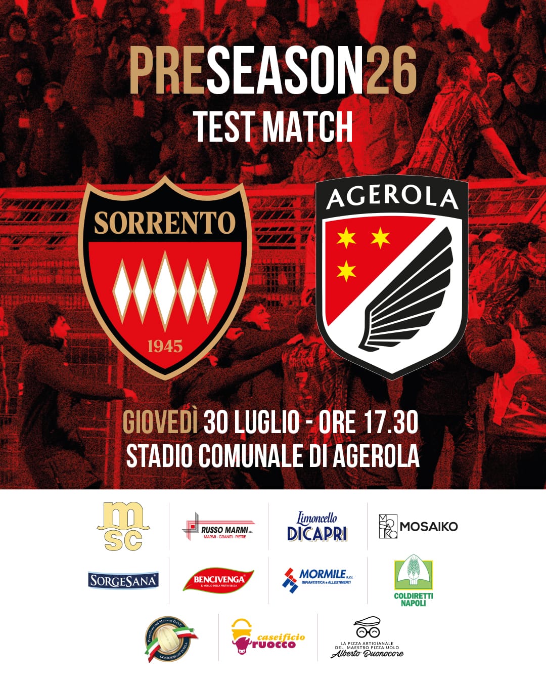 Sport e Gusto a Km 0 per amichevole del Sorrento Calcio