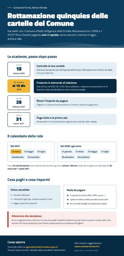 Comune Formia: istruzioni adesione Rottamazione Quinquies