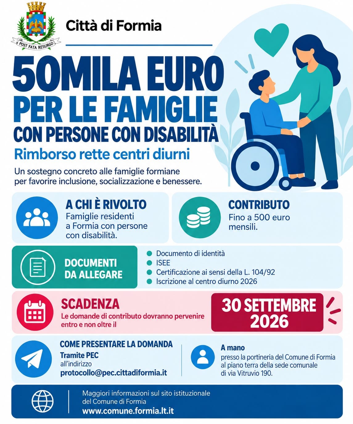 Formia, Disabilità: Comune sostiene le famiglie
