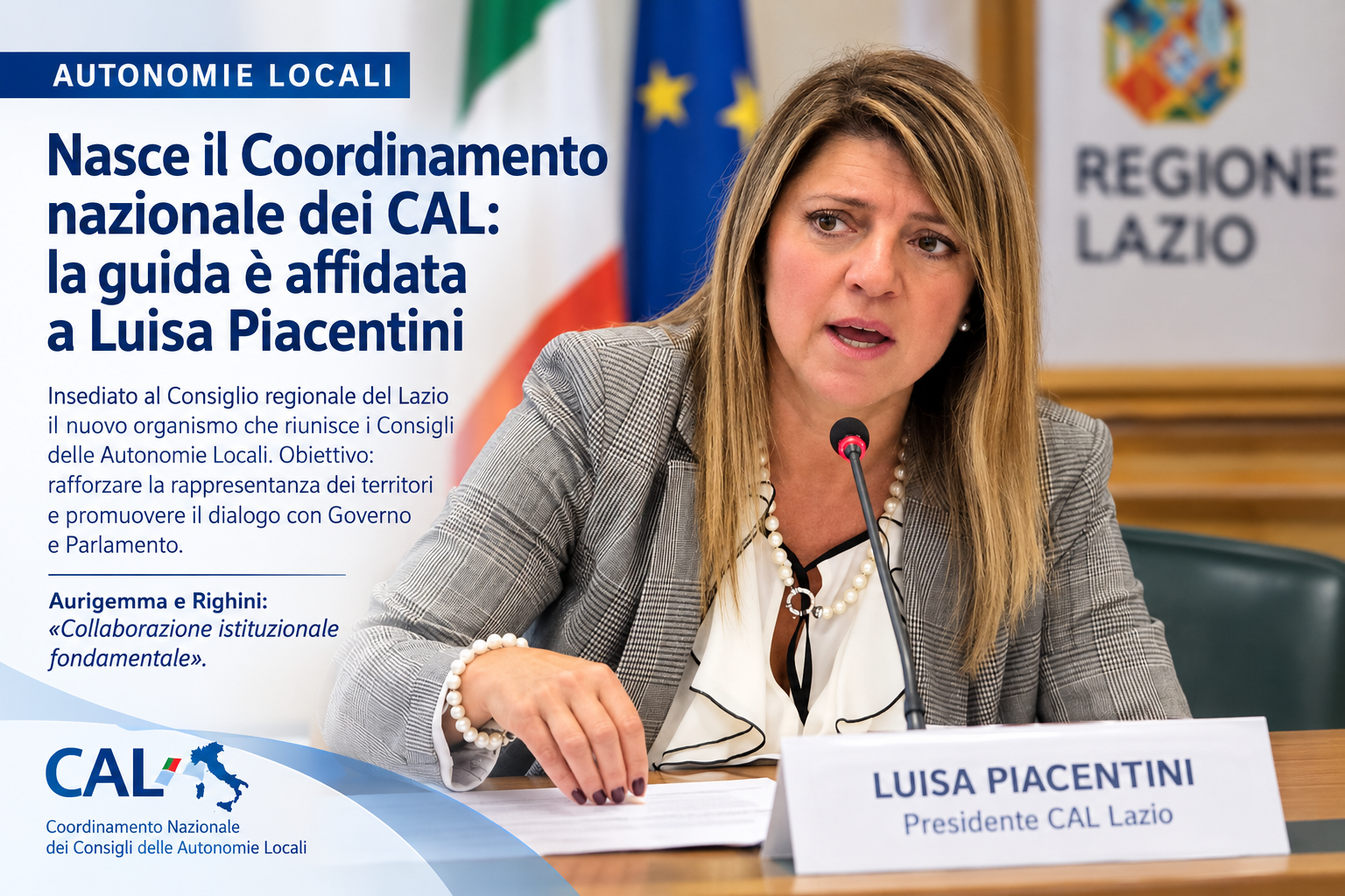 CAL: Luisa Piacentini presidente Coordinamento Nazionale