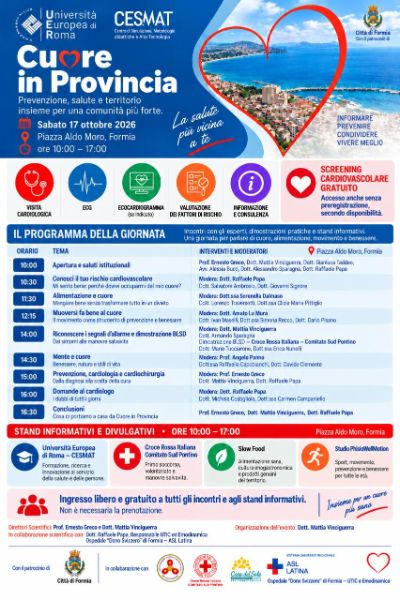 Formia, "Cuore in Provincia": screening cardiovascolari gratuiti