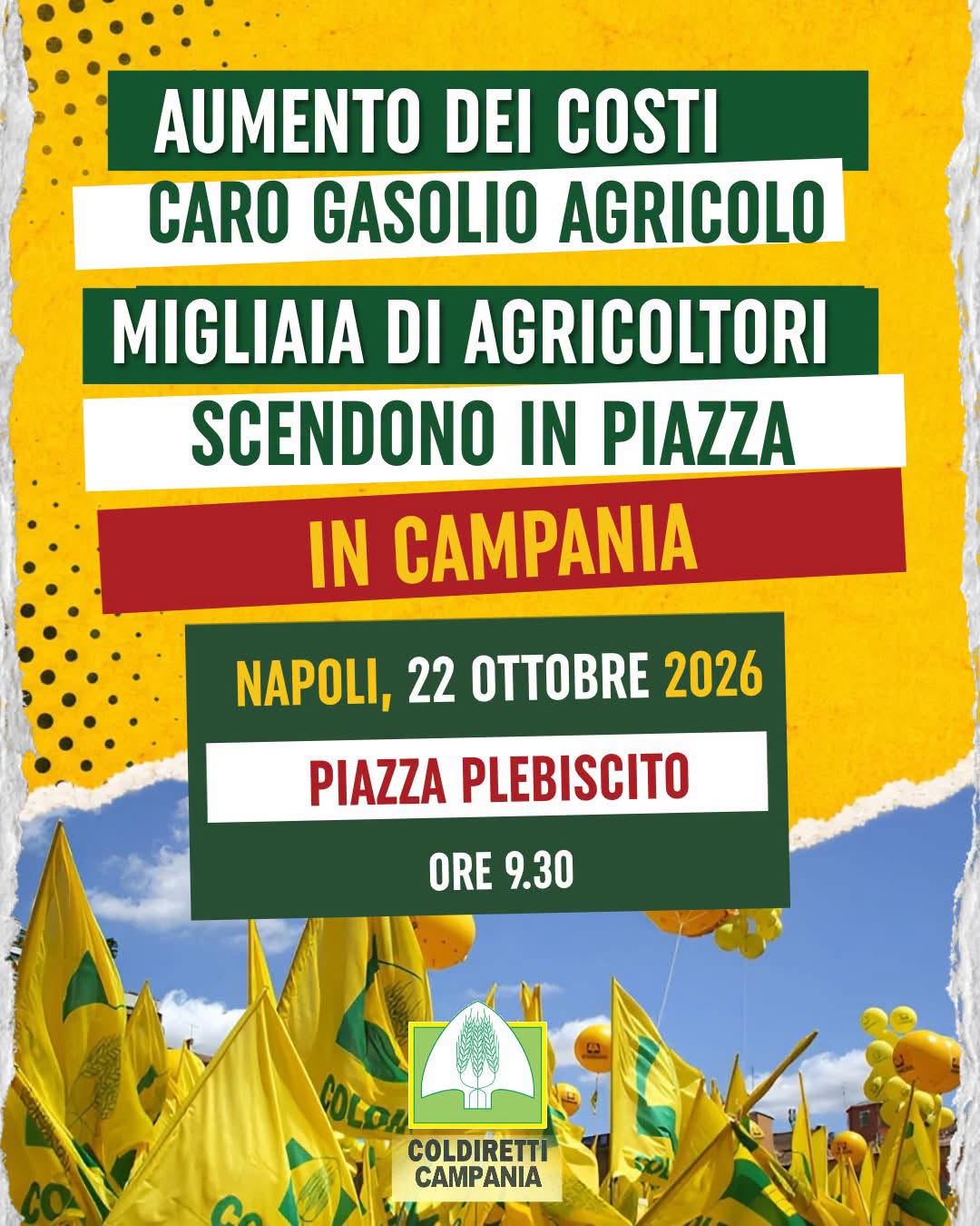 Coldiretti Campania: agricoltori in piazza a Napoli il 22 ottobre
